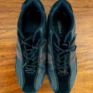 Men's Perry Ellis America Black & Gray w/Brown Stripe Shoes Size 10